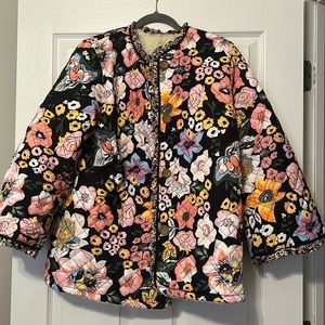 Quilted Floral Sherpa lined jacket size L never worn